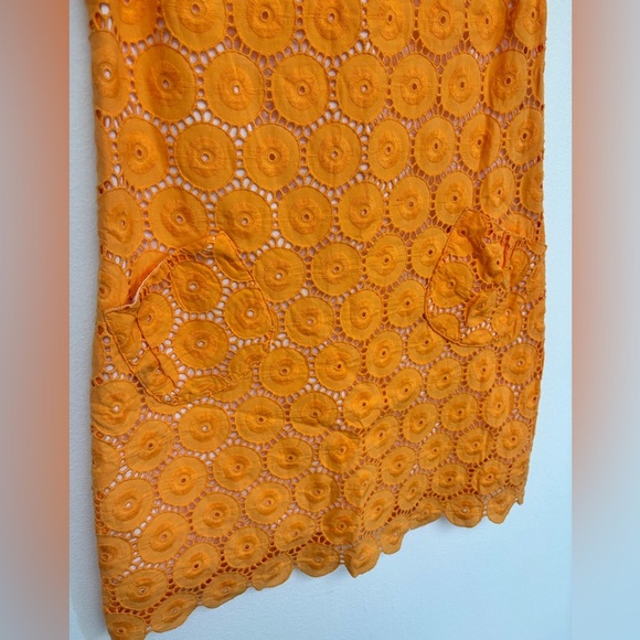 Shoshanna Tangerine Orange Eyelet Short Sleeve Dress Womens size 6 - Picture 2 of 6